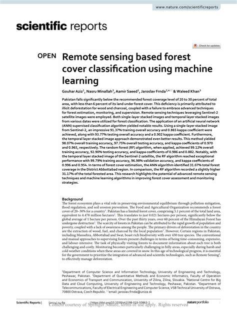 Remote sensing based forest cover classification using machine - raincitystudios.com