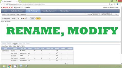 RENAME TABLE statement - Oracle