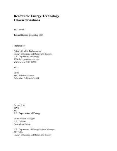 Renewable Energy Technology Characterizations December 1997 Solar ... - raincitystudios.com