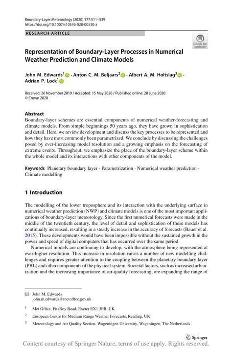 Representation of Boundary-Layer Processes in Numerical ... - Springer - raincitystudios.com
