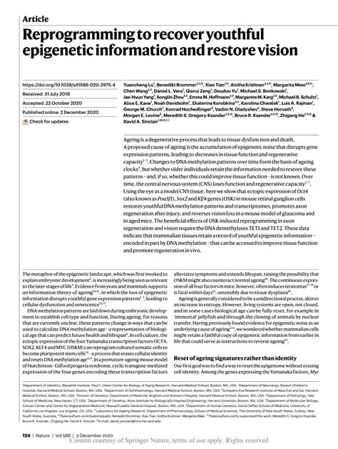 Reprogramming to recover youthful epigenetic information and restore ... - muktibox.com