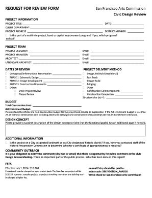 REQUEST FOR REVIEW FORM San Francisco Arts Commission