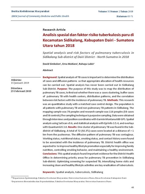 Research Article Analisis spasial dan faktor risiko tuberkulosis paru ... - wintechmobiles.com