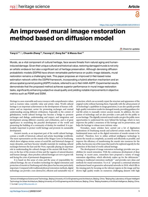 Research on Restoration of Murals Based on Diffusion Model and ... - muktibox.com