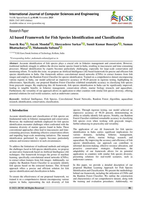 Research Paper AI based Framework for Fish Species … - raincitystudios.com