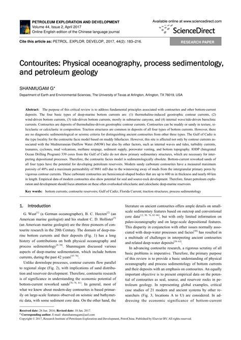 RESEARCH PAPER Contourites: Physical oceanography, process ... - raincitystudios.com