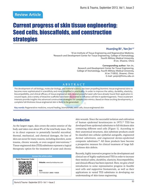 Research Progress of Skin Tissue Engineering Scaffolds and Their ... - wintechmobiles.com