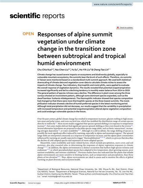 Responses of alpine summit vegetation under climate change in the ... - muktibox.com