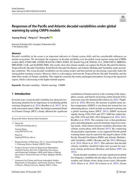 Responses of the Pacific and Atlantic decadal variabilities under ... - raincitystudios.com