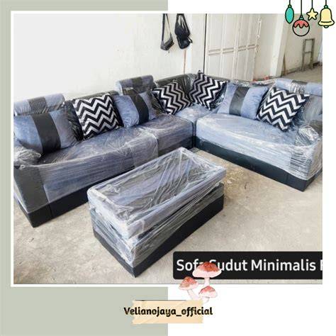 Restok sofa sudut minimalis kancing, lengkap accesoris, bantal, kaca ... - raincitystudios.com