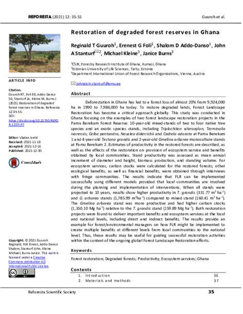 Restoration of degraded forest reserves in Ghana - ResearchGate - raincitystudios.com