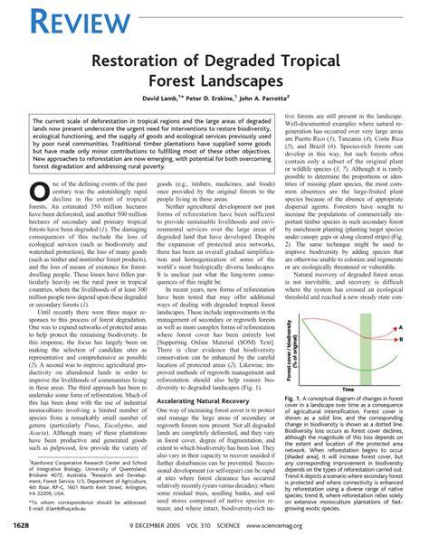 Restoration of degraded tropical forest landscapes. Science 310 (5754 ... - raincitystudios.com