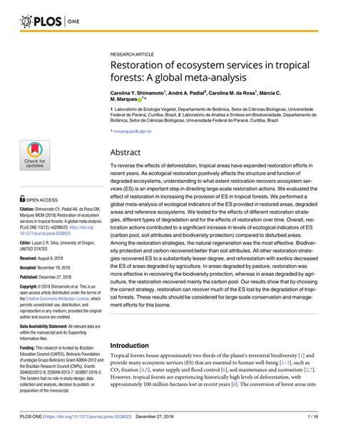 Restoration of ecosystem services in tropical forests: A global meta ... - raincitystudios.com