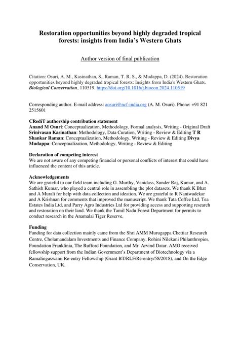 Restoration opportunities beyond highly degraded tropical forests ... - raincitystudios.com