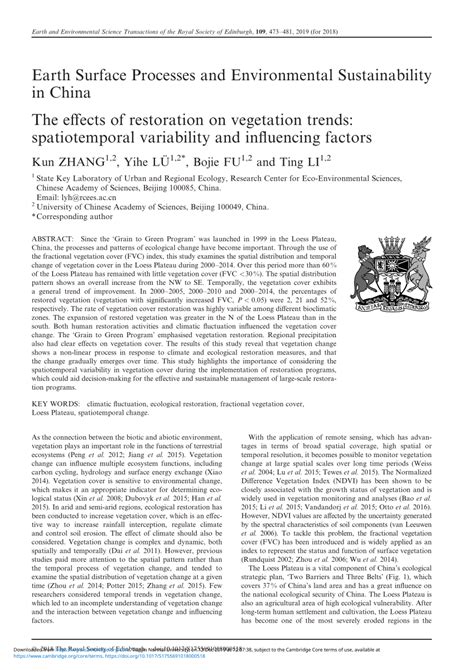 Restoration patterns and influencing factors for the vegetation ... - muktibox.com