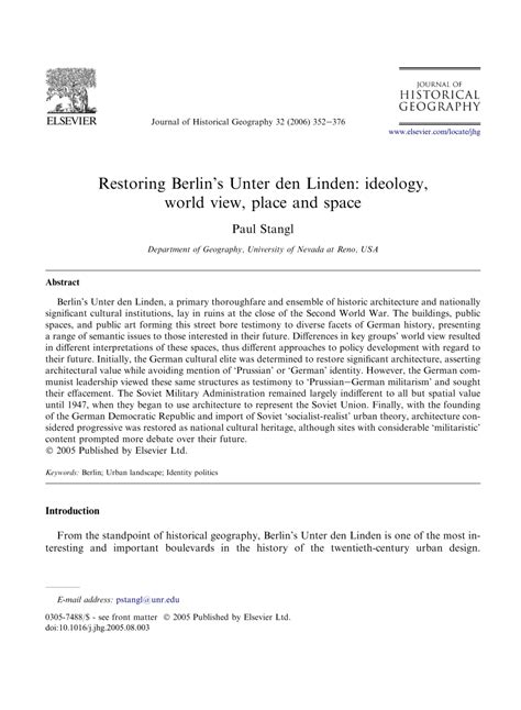 Restoring Berlin's Unter den Linden: ideology, world view, place and ... - muktibox.com