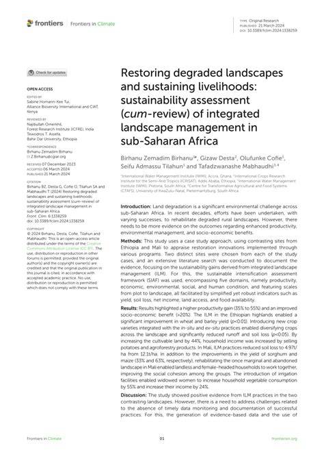 Restoring degraded landscapes and sustaining livelihoods ... - raincitystudios.com