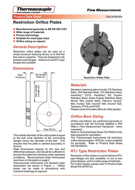 Restriction Orifice Plates & Assemblies - Hydropneumatics - raincitystudios.com