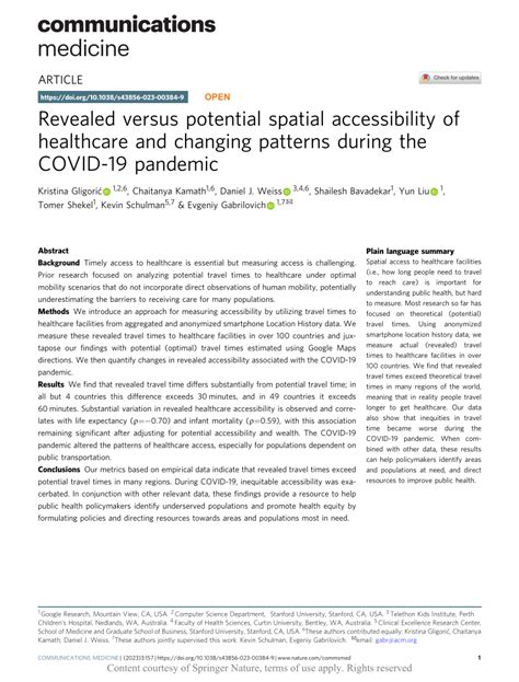 Revealed versus potential spatial accessibility of healthcare and ... - wintechmobiles.com