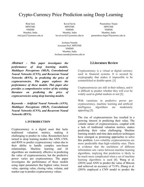Review of deep learning models for crypto price prediction ... - coolestguyplanet.net