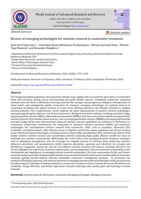 Review of emerging technologies for nutrient removal in … - raincitystudios.com
