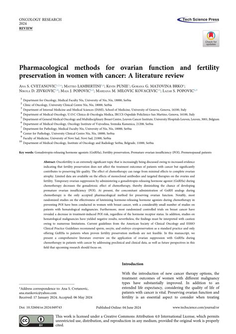 Review of Fertility Preservation in Ovarian Cancer | Journal of ... - muktibox.com