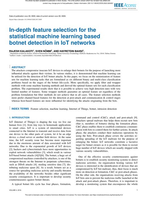 Review of filtering based feature selection for Botnet detection in the ... - coolestguyplanet.net