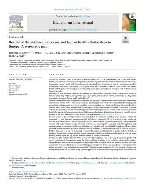 Review of the evidence for oceans and human health relationships in ... - raincitystudios.com