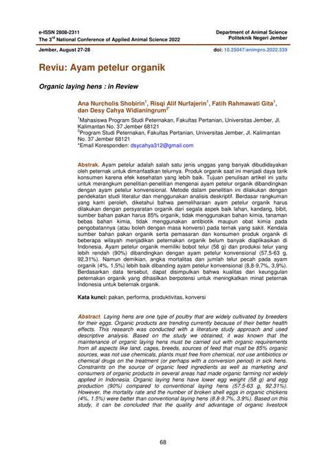 Reviu: Ayam petelur organik | Conference of Applied Animal ... - POLIJE - raincitystudios.com