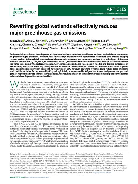Rewetting global wetlands effectively reduces major greenhouse gas ... - raincitystudios.com