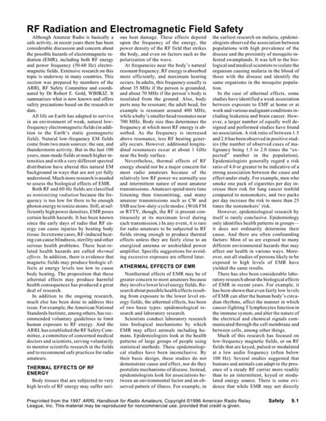 RF Radiation and Electromagnetic Field Safety - ARRL - wintechmobiles.com