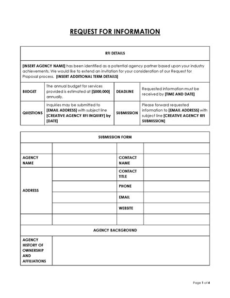 RFI Template Download this Request for Information Example Now