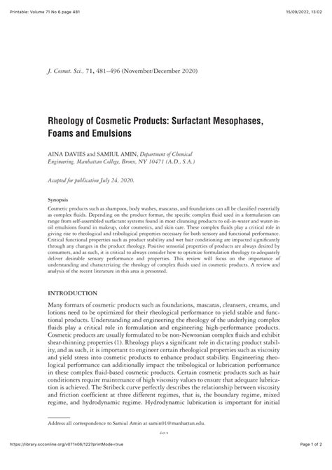 Rheology of Cosmetic Products: Surfactant Mesophases, Foams and ... - wintechmobiles.com