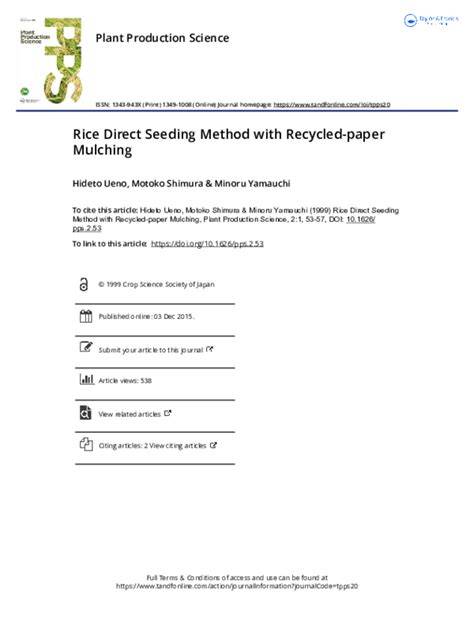Rice Direct Seeding Method with Recycled-paper Mulching - raincitystudios.com
