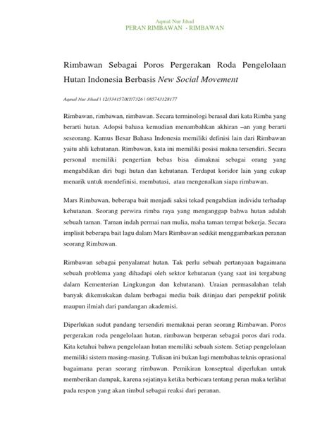 Rimbawan Sebagai Poros Pergerakan Roda Pengelolaan Hutan Indonesia ... - raincitystudios.com