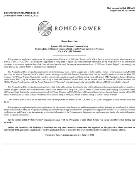 RMO Romeo Power Inc. SEC Filings MarketWatch