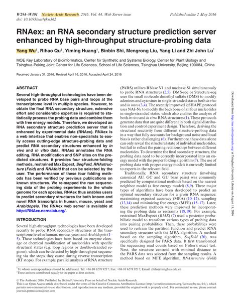 RNAex: an RNA secondary structure prediction server enhanced by …