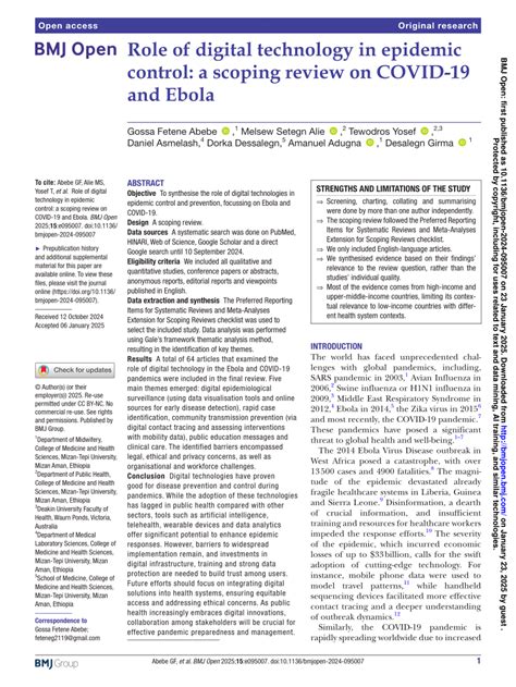 Role of digital technology in epidemic control: a scoping review on ... - wintechmobiles.com