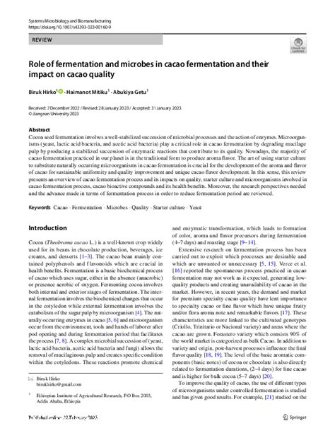 Role of fermentation and microbes in cacao fermentation and their ... - wintechmobiles.com