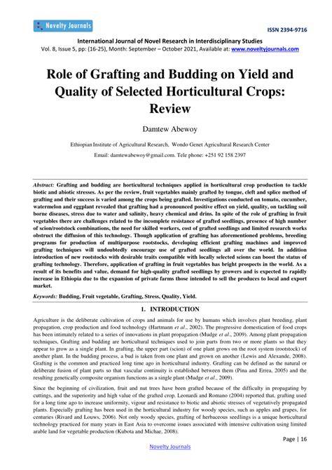 Role of Grafting and Budding on Yield and Quality of … - raincitystudios.com