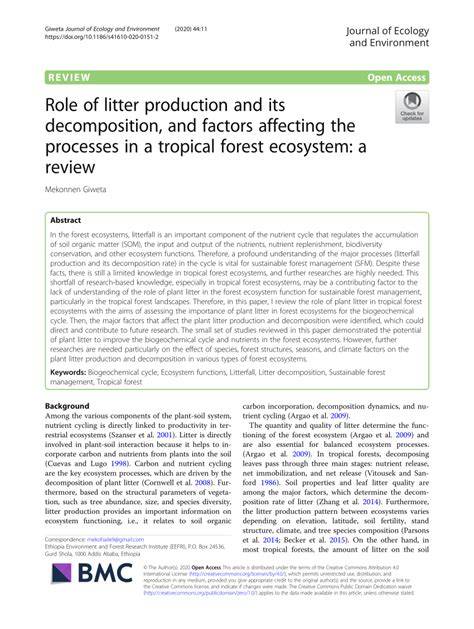 Role of litter production and its decomposition, and factors affecting ... - raincitystudios.com