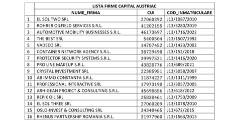 ROMA CONSULTING SRL - Lista firme