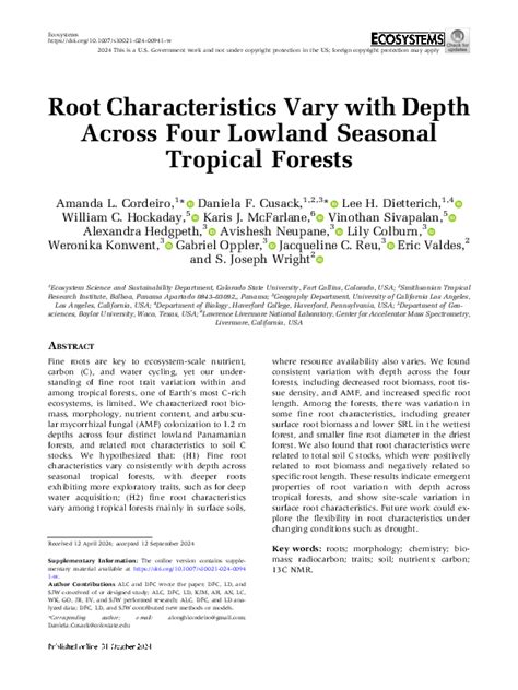 Root Characteristics Vary with Depth Across Four Lowland Seasonal ... - raincitystudios.com