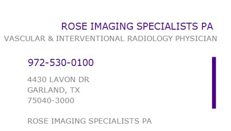 ROSE IMAGING SPECIALISTS PA NPI 1467893099