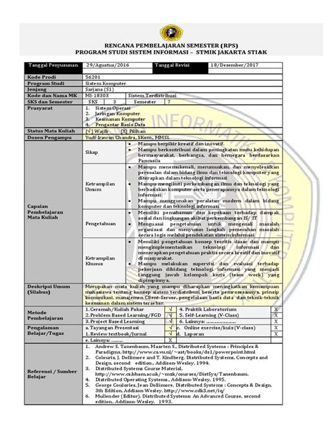 RPS Sistem Terdistribusi .docx - Fakultas Ilmu Komputer - coolestguyplanet.net