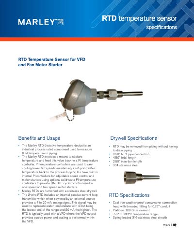 RTD Temperature Sensor Specification for VFD Drives