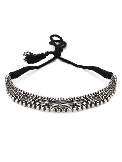 Rubans Oxidised Silver-Plated Choker For Women - balustradellc