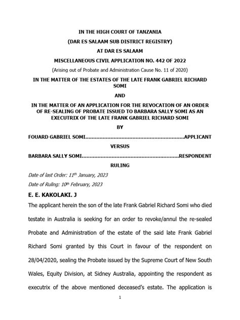 Ruling on Misc. Civil Application No. 17 of 2022: Alli ... - Studocu - balustradellc