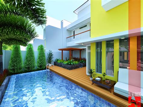 Rumah minimalis modern 2 lantai di Sukarame Kolam renang ... - balustradellc
