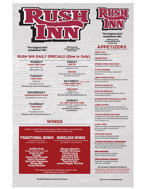 RUSH INN, Lakewood - Menu, Prices & Restaurant …